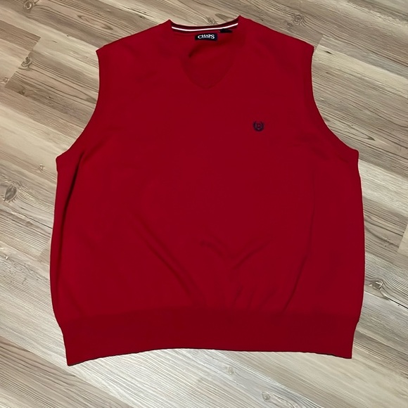 Chaps Ralph Lauren mens classic fit V-Neck Sweater Vest Size 2XB Red Preppy - Picture 2 of 11